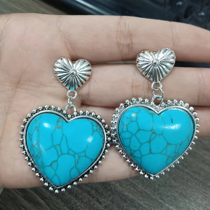 Independent Station Jewelry Western Peach Heart Red Turquoise Earrings Vintage Turquoise Love Earrings Valentine's Day