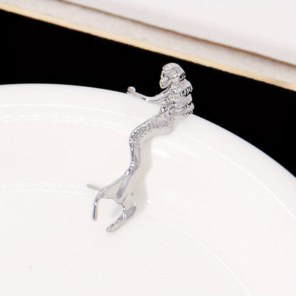 Elegant Vintage Mermaid Tail Ear Sleeve Wrap Earrings for Ladies, Copper Ear Clips, Gift Party Jewelry Accessories, Unplated Feather Design, Single Piece