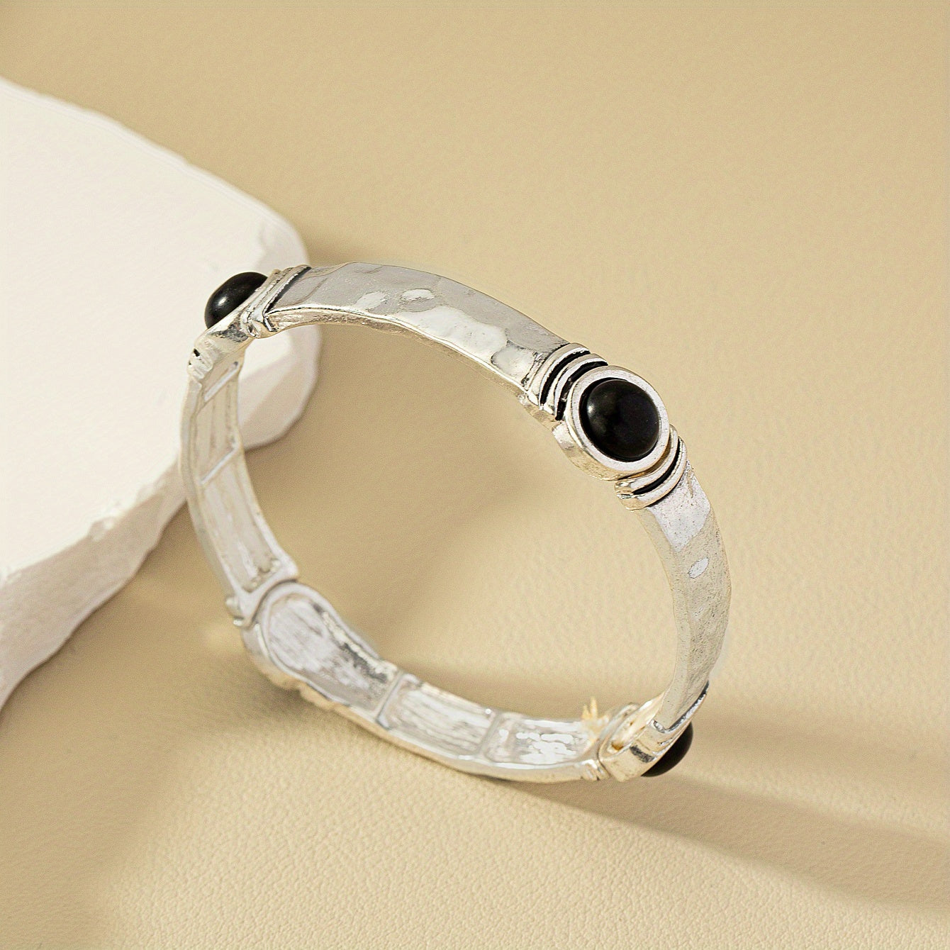 Simple retro natural stone turquoise elastic bracelet