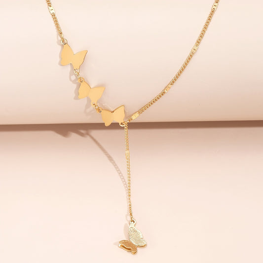 Y-chain necklace butterfly pendant elegant neck jewelry women's jewelry