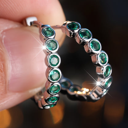 Luxury Ladies Halo Ring Earrings with Vivid Blue and Clear Cubic Zirconia - Elegant Copper Wedding Jewelry, Ideal Gift for Mom or Wife, Perfect for All Occasions, Small Ring Earrings