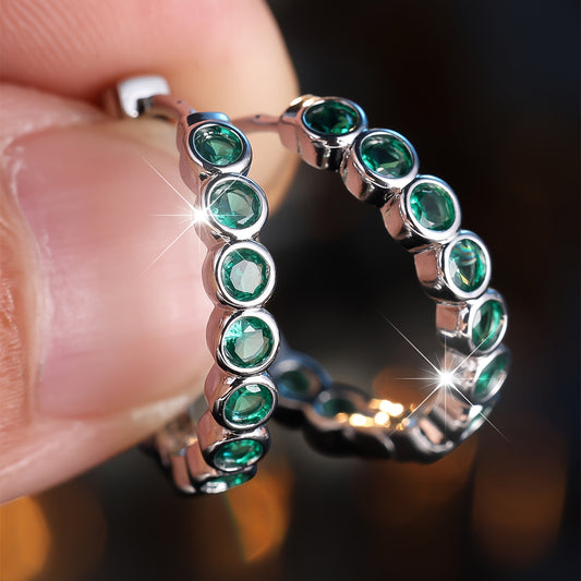 Luxury Ladies Halo Ring Earrings with Vivid Blue and Clear Cubic Zirconia - Elegant Copper Wedding Jewelry, Ideal Gift for Mom or Wife, Perfect for All Occasions, Small Ring Earrings