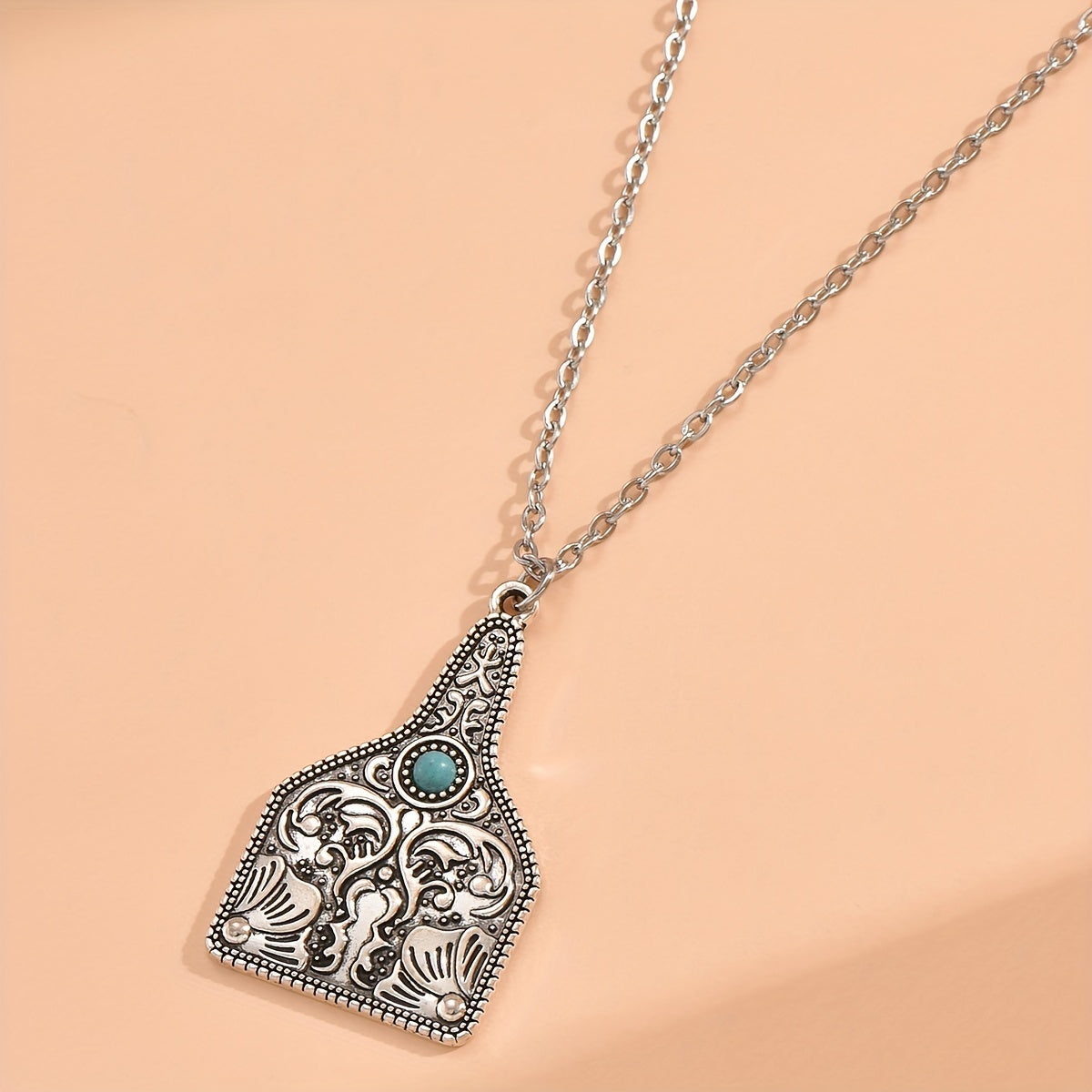 Bohemian West Denim Style Geometric Green Turquoise Necklace Ladies Gift