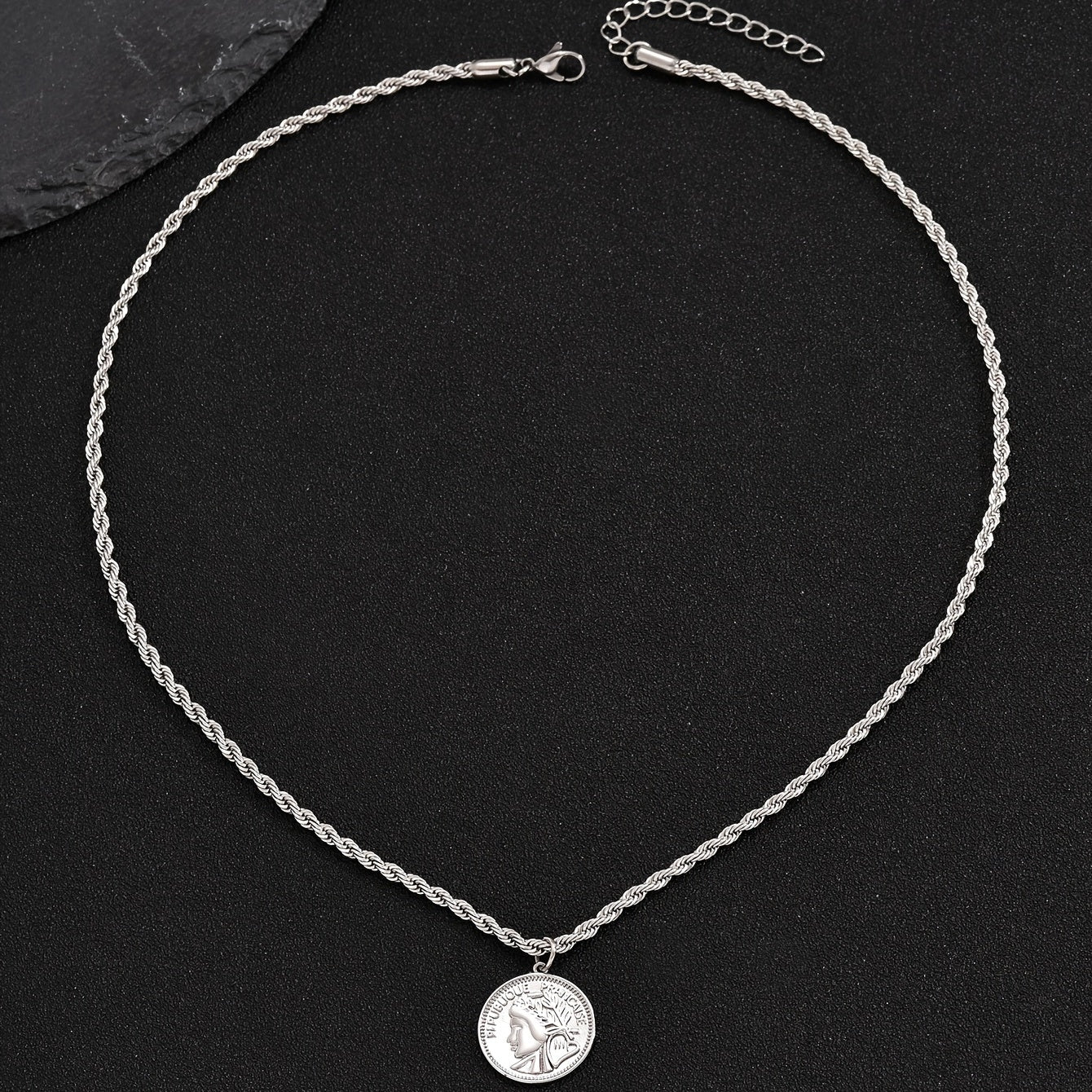 1 piece stainless steel coin head pendant necklace men