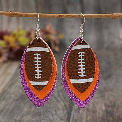 1 pair of sparkling football design pendant earrings, suitable for daily wear and party accessories, perfect for decorating sports enthusiasts