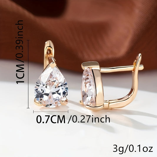 Elegant pear-shaped Zirconia clip earrings in white, pink, navy, black - perfect for weddings, Valentine's Day, Halloween and Christmas gifts, gems, jewelry