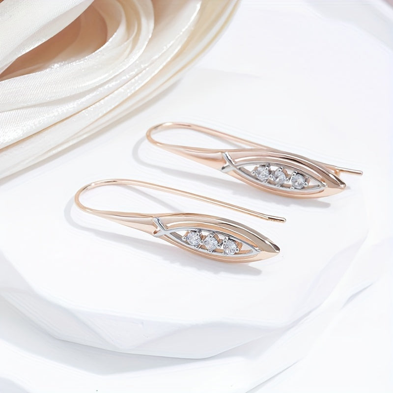 1 pair of gold long pendant earrings Women's silver luxury design bridal wedding jewelry suitable for pretend play