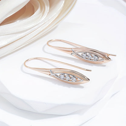 1 pair of gold long pendant earrings Women's silver luxury design bridal wedding jewelry suitable for pretend play