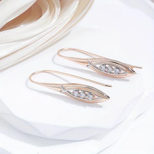 1 pair of gold long pendant earrings Women's silver luxury design bridal wedding jewelry suitable for pretend play