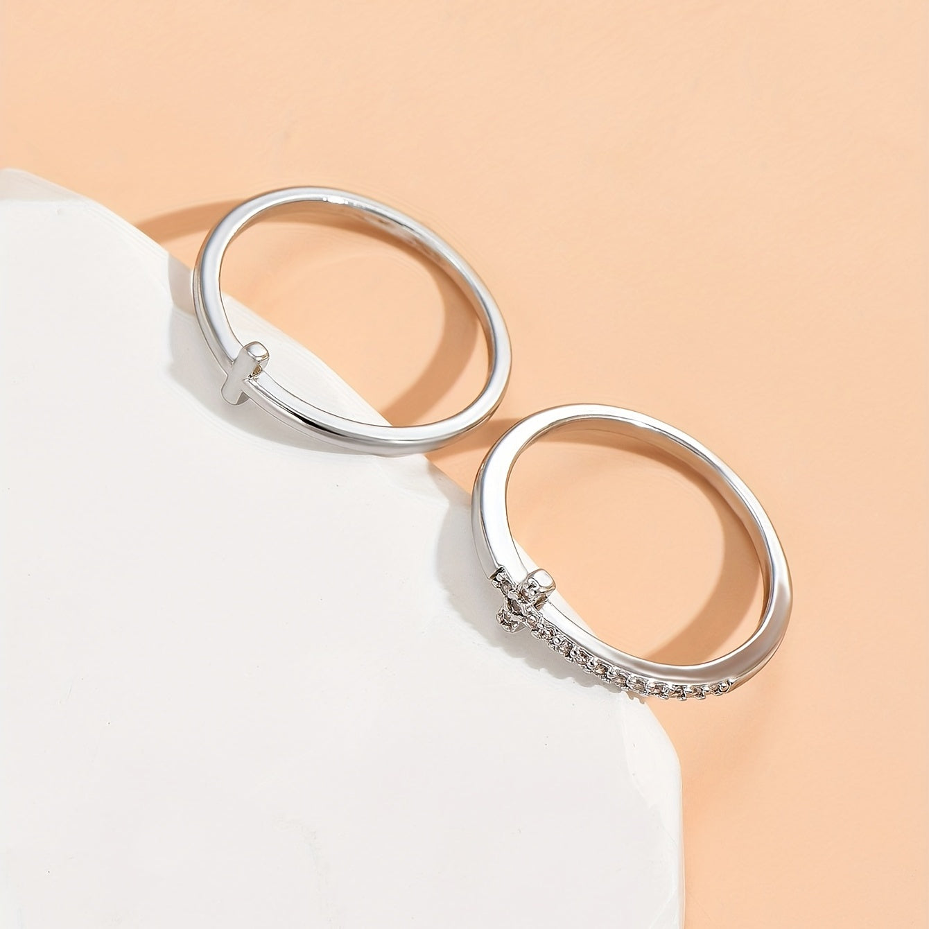 Double Cross Sparkle Synthetic Zirconia Ring Elegant Index Finger Jewelry Gift