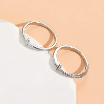 Double Cross Sparkle Synthetic Zirconia Ring Elegant Index Finger Jewelry Gift