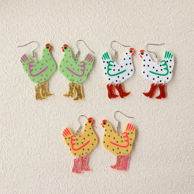Funny cute chick heels acrylic earrings cartoon chick jewelry party accessories