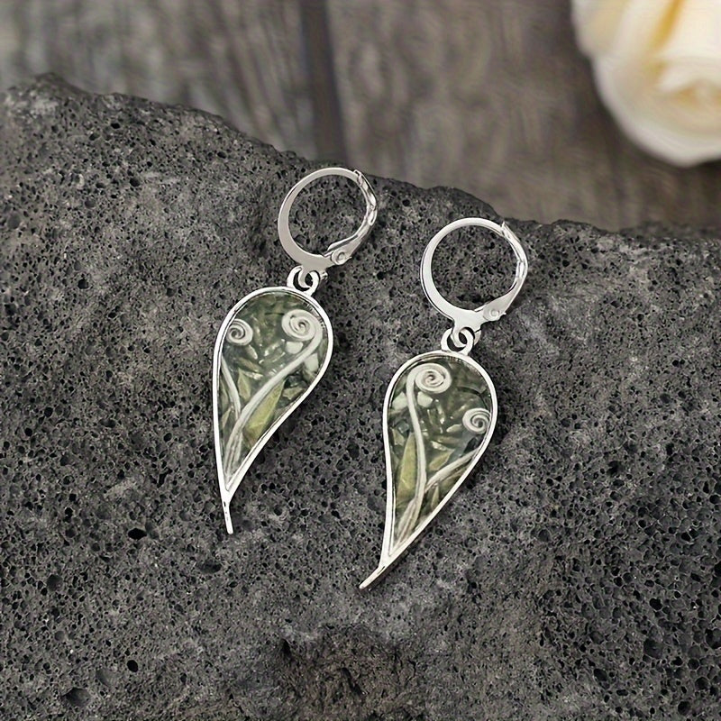 Vintage Bohemian style silver plated alloy stud earrings with floral design and iron studs, low reactive flip stud earrings for women