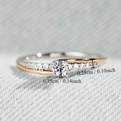 Exquisite commitment ring set with sparkling Zirconia, symbolizing beauty and elegance, engagement/wedding ring, replica of luxury jewelry