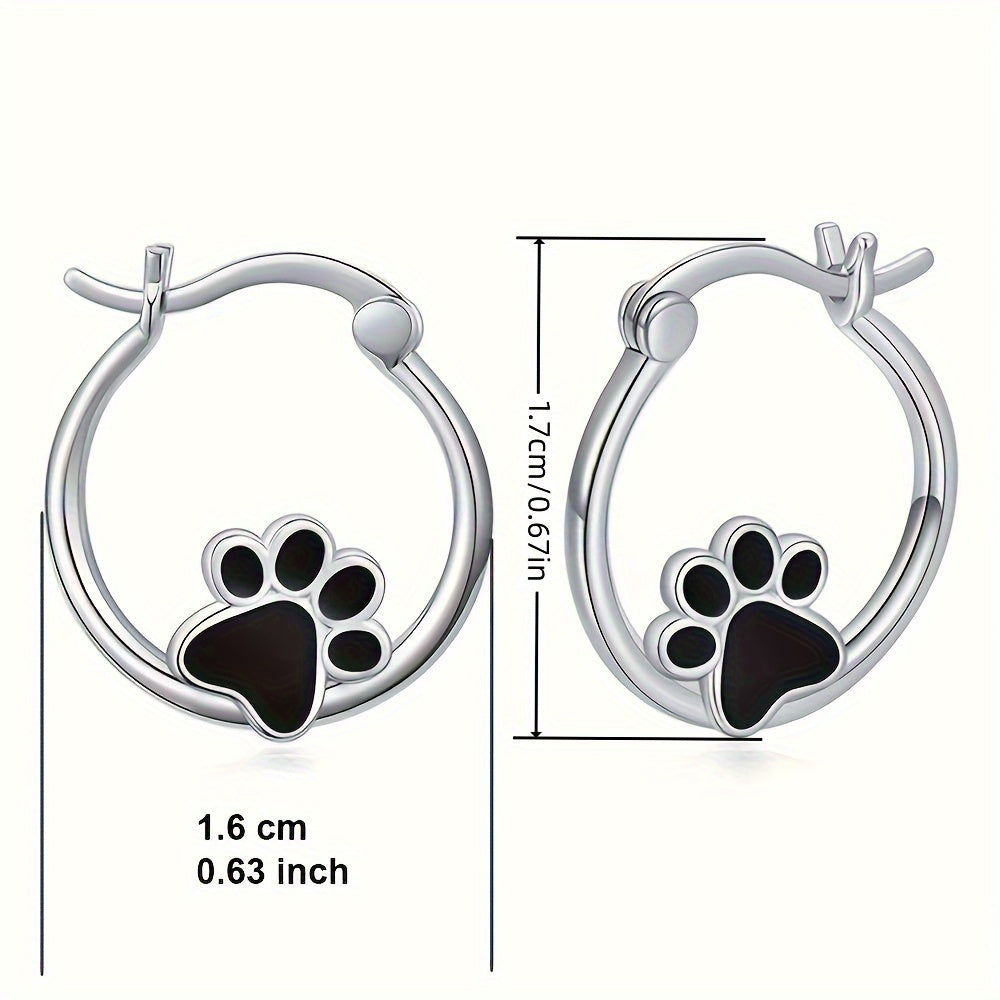 Exquisite black pet claw design earrings, cute minimalist style, copper silver plated jewelry, exquisite female gifts