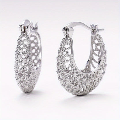 Bohemian Ethnic 925 Silver Plated Vintage Hollow Flower Rattan Earrings Ladies Personality Carved Earrings Bridal Wedding Party Jewelry