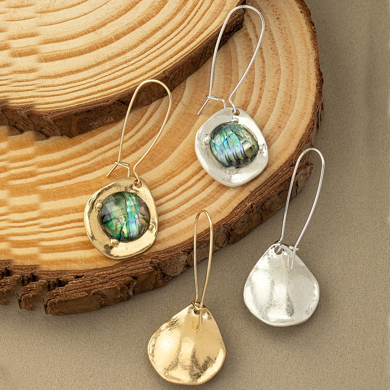 Vintage Abalone Shell Pendant Earrings Bohemian Personality Pendant Earrings Jewelry Gift for Mom Lady