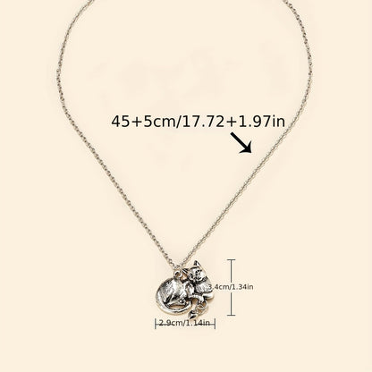 Vintage Mystery Animal Cat Lady Necklace