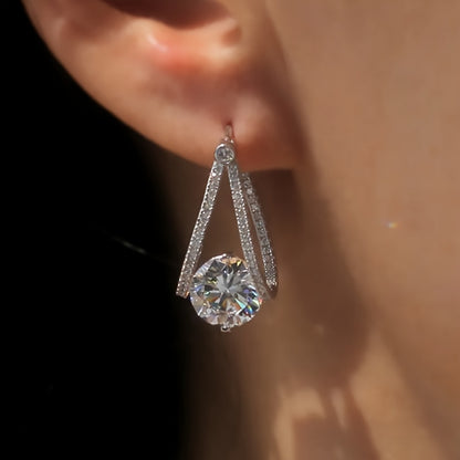 Stunning round white rhinestone earrings for women, perfect for weddings, engagements, Casual Attire and casual fashion jewelry