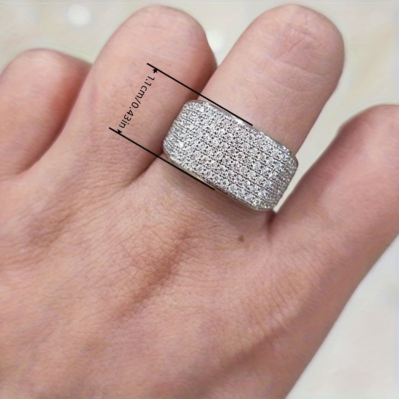 Stylish and simple silver plated with sparkling Zirconia ring, suitable for men and women, with daily clothing and parties, the perfect gift for cool friends