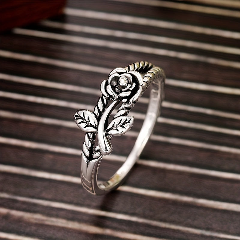 Vintage Rose Engagement Ring Bohemian Style Wreath Ring Ladies Proposal Ring Valentine's Day Gift