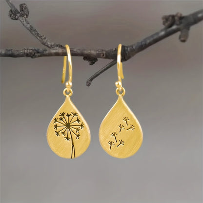 Exquisite Simple Retro 925 Silver Plated Dandelion Hanging Earrings Ladies Engagement Wedding Jewelry Personality Earrings
