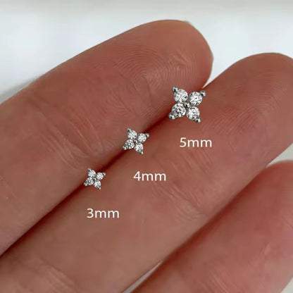 3个优雅小花耳钉18K镀金珠宝女士日常休闲派对生日礼物