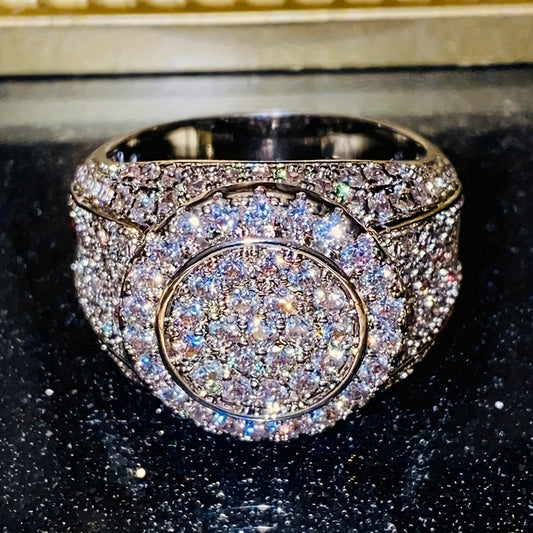 A luxurious Gothic women's ring, covered with round cut synthetic cubic zirconia, copper base, April birthstone, ideal for weddings, banquets, Valentine's Day gifts - Four Seasons Jewelry