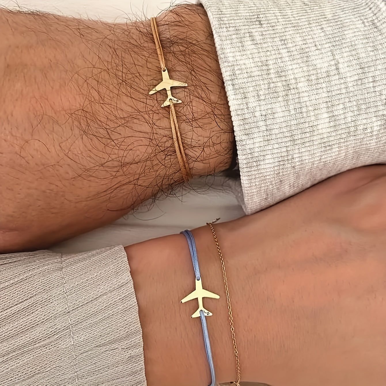 3-piece aircraft rope bracelet, adjustable couple wristband, stylish and minimalist style, suitable for parties and dates