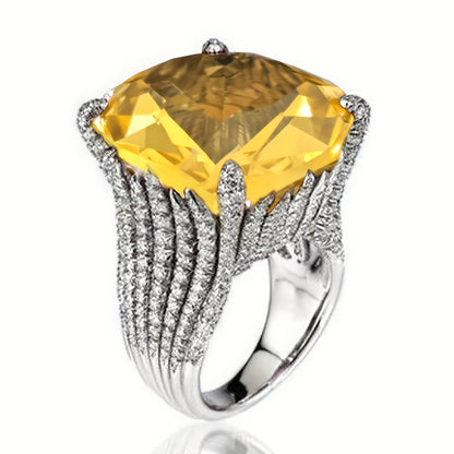 1 Ladies Anniversary Ring Luxury Inlaid Synthetic Zirconia Ring Ladies Proposal Engagement Wedding Ring Banquet High-end Jewelry Valentine's Day Gift