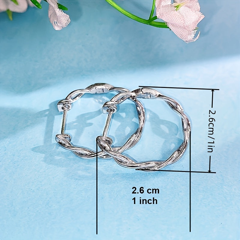 Creative Design Twisted 925 Silver Plated Women's Ring Earrings Bridal Wedding Accessories Valentine's Day Gifts Fashion Jewelry