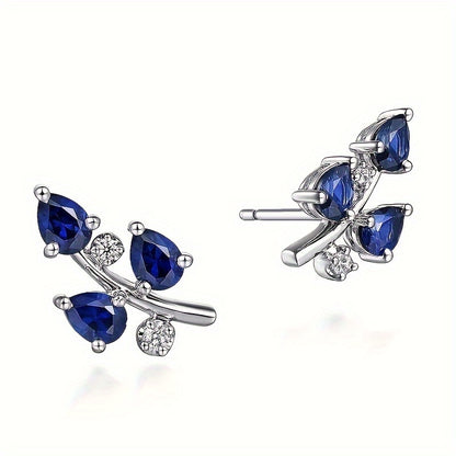 Elegant Retro Blue Synthetic Gemstone Ladies Earrings - Nickel Free Copper, Perfect for Party and Casual Attire, Ideal September Birthstone Gifts, Retro Earrings