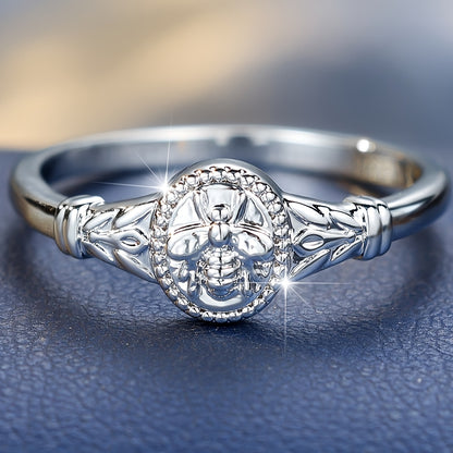 Elegant White Bee Glamour Ring: Unique Gift Options - Perfect for Festivals and Weddings - Unplated - Zircon Set - Copper Bottom - Wear All Year Round