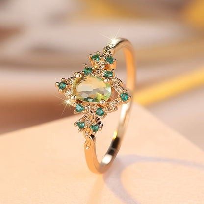 Elegant Oval Cubic Zirconia Ring - Vintage Bohemian Style for Weddings and Parties