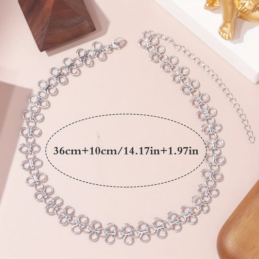 Punk Girl Weave Geometric Chain Metal Collar Necklace Music Festival Party Accessories