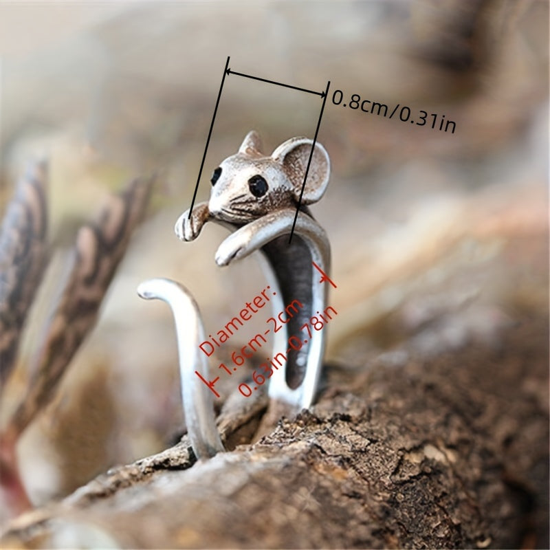 Creative Design Mouse Ring 925 Silver Plated Opening Adjustable Animal Ring Ladies Personality Ring Jewelry