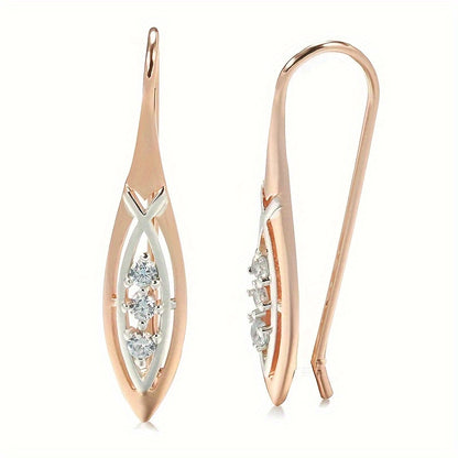 1 pair of gold long pendant earrings Women's silver luxury design bridal wedding jewelry suitable for pretend play