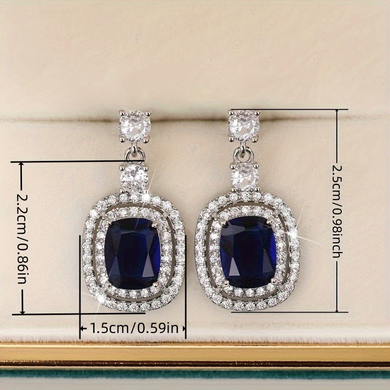 Gorgeous 925 Silver Plated Oval Cut Sapphire Pendant Earrings Microdense Crystal Side Stone Ladies Earrings Party Jewelry