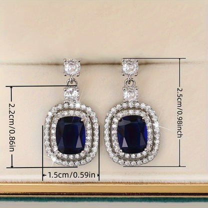 Gorgeous 925 Silver Plated Oval Cut Sapphire Pendant Earrings Microdense Crystal Side Stone Ladies Earrings Party Jewelry