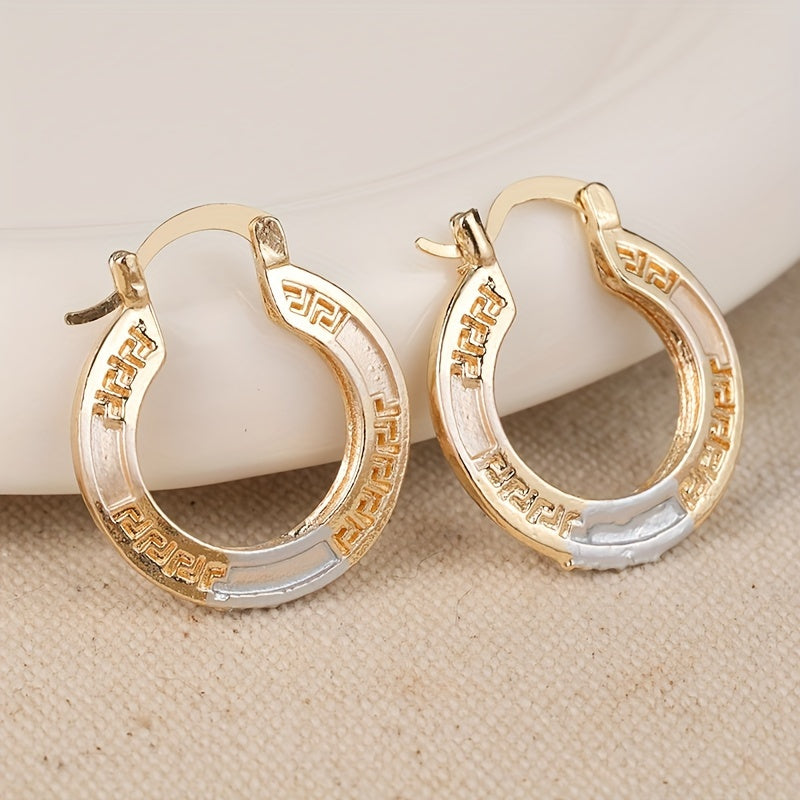 Women's Vintage Bohemian Gold-Toned Rainbow Stone Ring Earrings - Ideal for Daily Wear and Gift Gifts