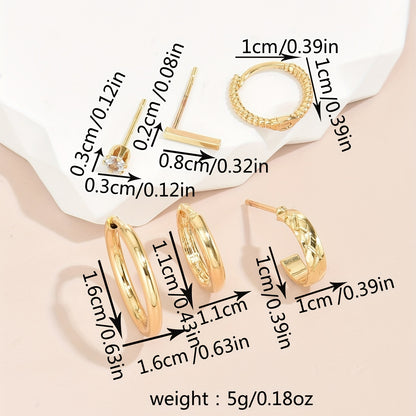 Stylish 14K gold-plated twisted ring earrings, sparkling zircon-vintage bohemian style, anti-allergic copper material, suitable for daily and party wear, cartilage piercing, cufflink style, ear clips