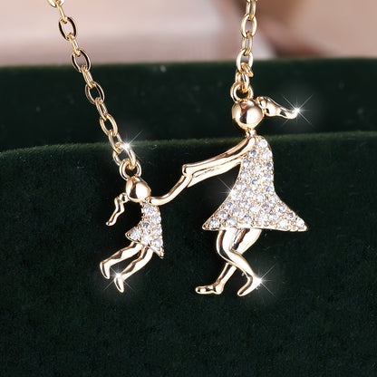 1 fashionable Zirconia mother-daughter pendant necklace, suitable for Women's daily wear