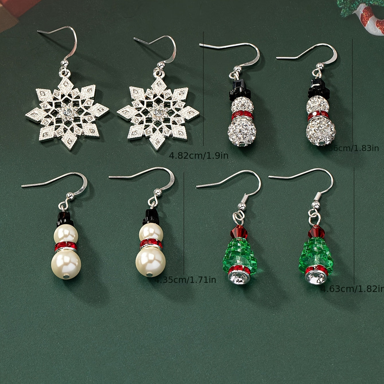 Christmas earrings Christmas tree snowman snowflake design pendant earrings cute party style cute Christmas earrings