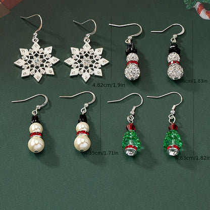 Christmas earrings Christmas tree snowman snowflake design pendant earrings cute party style cute Christmas earrings