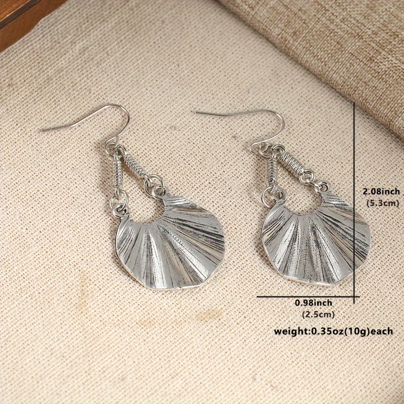 Vintage Round Pendant Earrings Vintage Bohemian Silver Plated Jewelry Fashion Ladies Gift