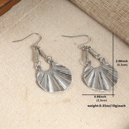 Vintage Round Pendant Earrings Vintage Bohemian Silver Plated Jewelry Fashion Ladies Gift