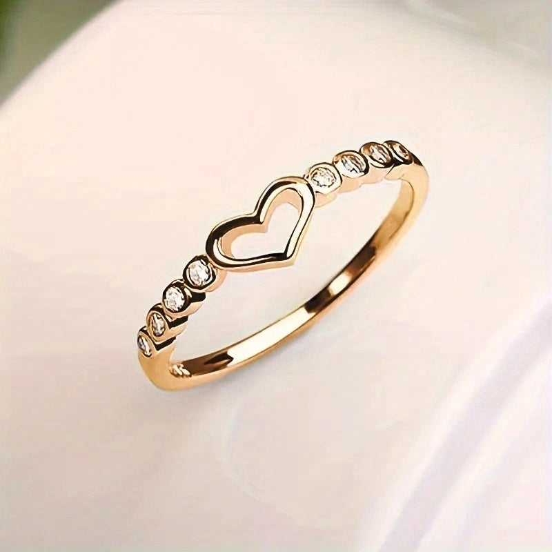 Creative Design Hollow 925 Silver Plated Microdense Zirconia Heart Ring Women's Engagement Wedding Daily Casual Fashion Gift