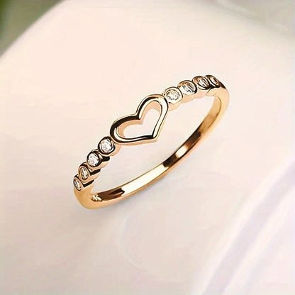 Creative Design Hollow 925 Silver Plated Microdense Zirconia Heart Ring Women's Engagement Wedding Daily Casual Fashion Gift