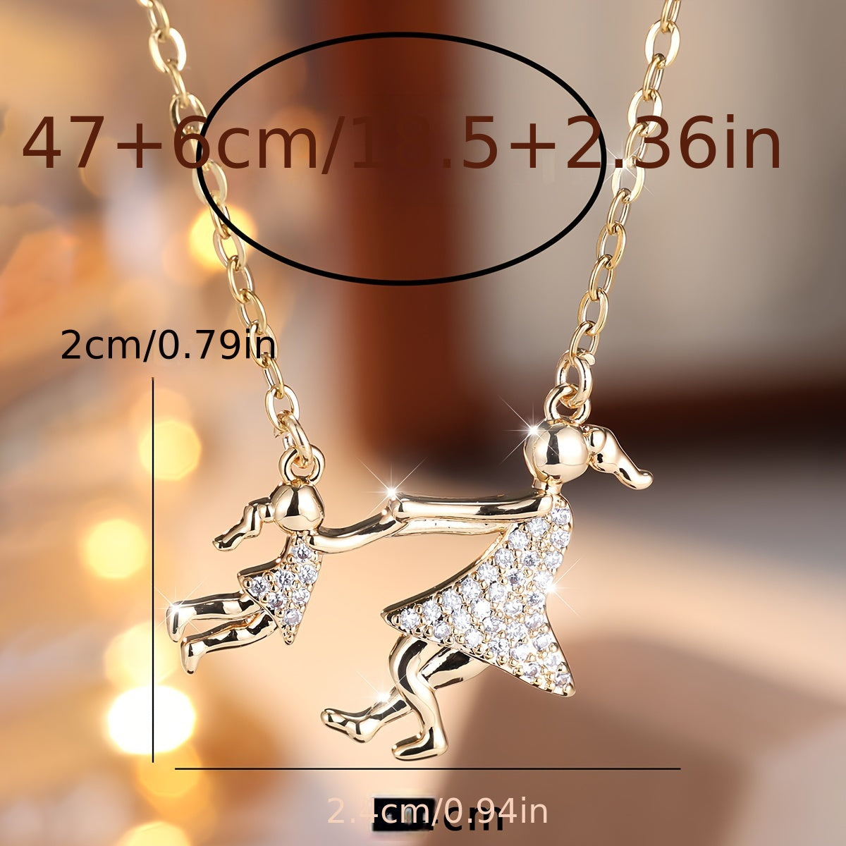 1 fashionable Zirconia mother-daughter pendant necklace, suitable for Women's daily wear