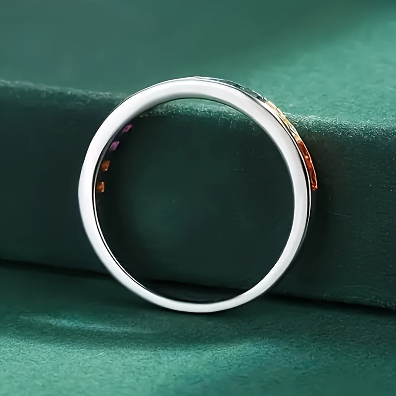 Simple Chic Inlaid Color Square Synthetic Gemstone Ring Ladies Party Casual Accessories